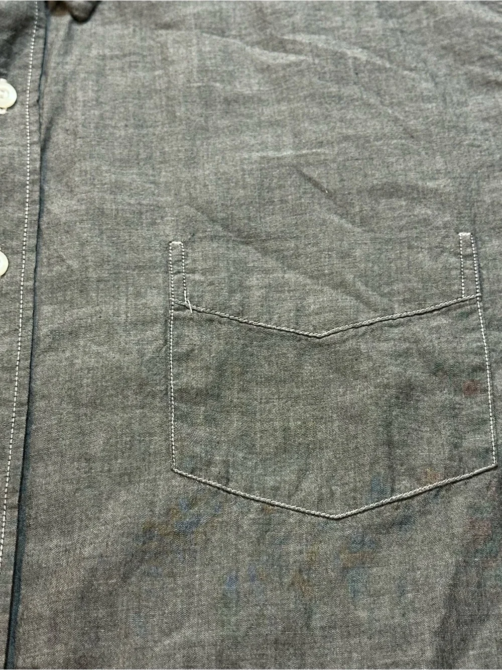 J.Crew Factory Gray Chambray Button Up Shirt Large